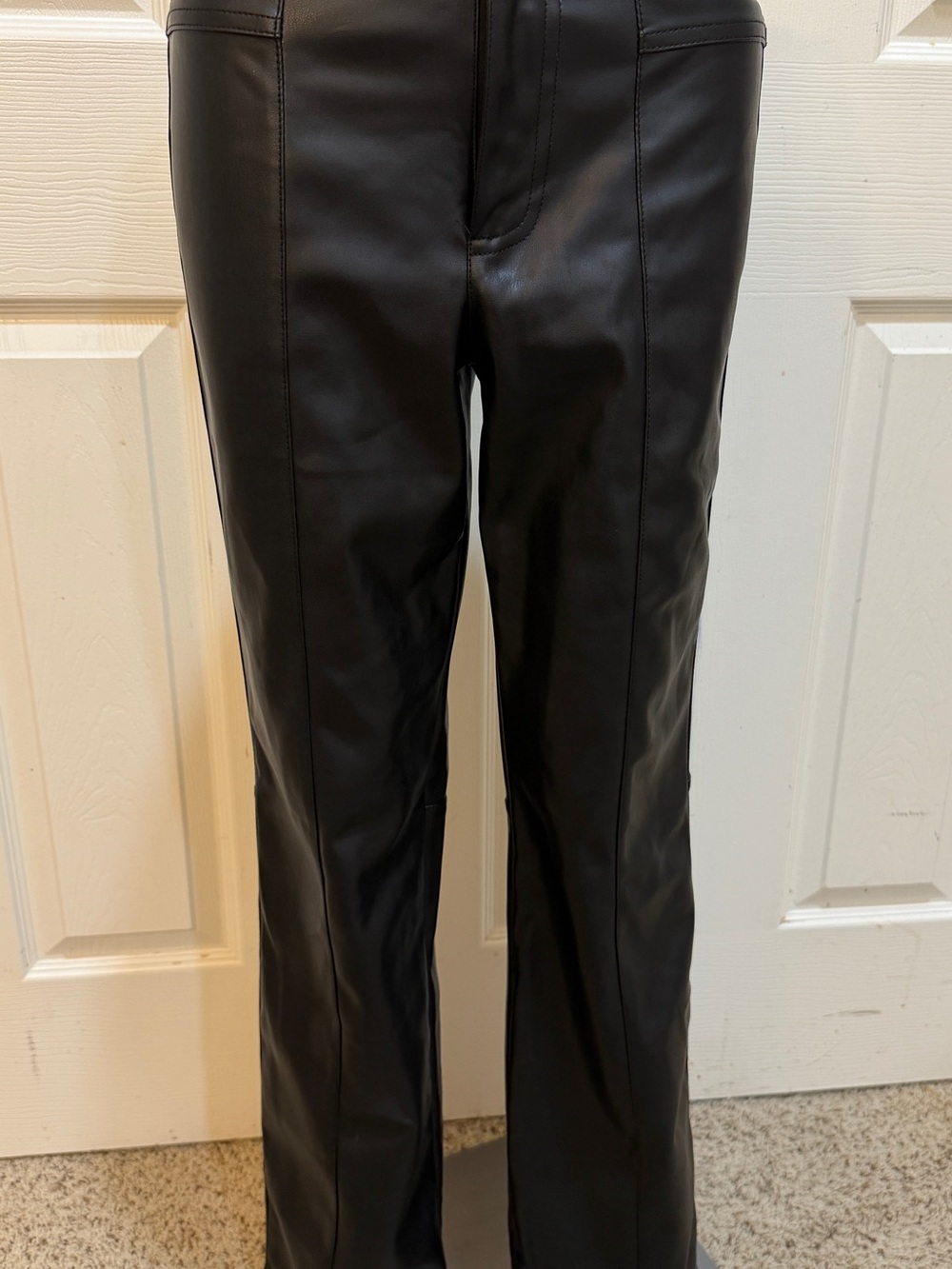 Free People We The Free Glow Up Vegan Leather Flare Pants Black